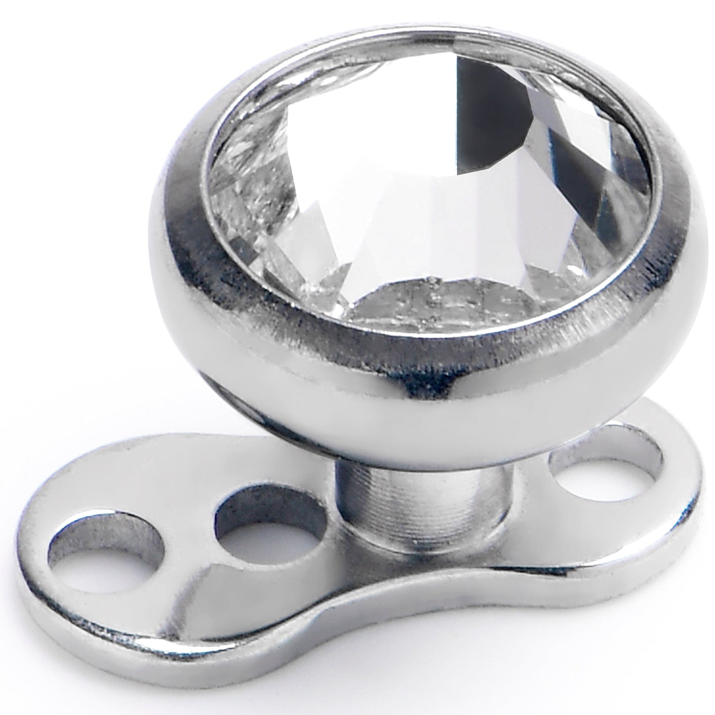 14G 5mm Gem Bezel Top 3 Hole Dermal Implant Grade Titanium Anchor Base