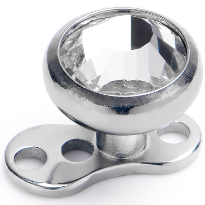 14G 5mm Gem Bezel Top 3 Hole Dermal Implant Grade Titanium Anchor Base