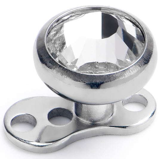 14G 5mm Gem Bezel Top 3 Hole Dermal Implant Grade Titanium Anchor Base