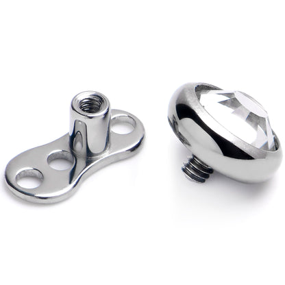 14G 5mm Gem Bezel Top 3 Hole Dermal Implant Grade Titanium Anchor Base