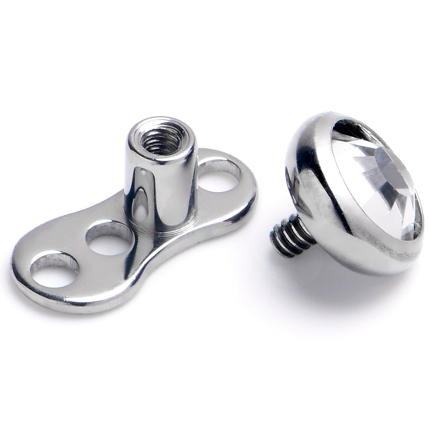 16G 4mm Gem Bezel Top 3 Hole Dermal Implant Grade Titanium Anchor Base