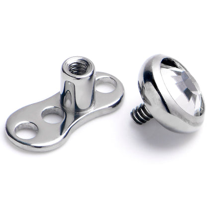 16G 4mm Gem Bezel Top 3 Hole Dermal Implant Grade Titanium Anchor Base