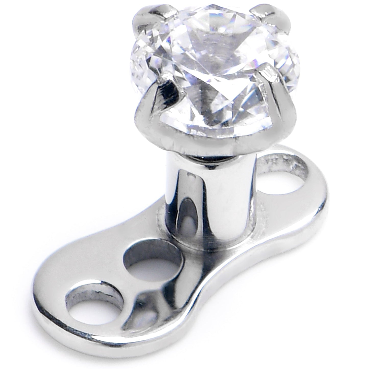 14G 3mm CZ Top 3 Hole Dermal Implant Grade Titanium Anchor Base