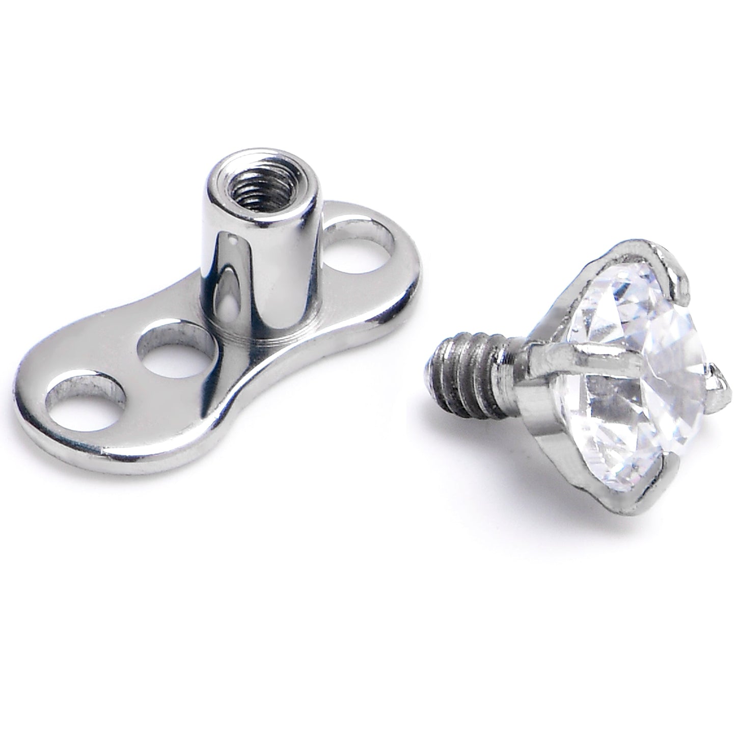 14G 3mm CZ Top 3 Hole Dermal Implant Grade Titanium Anchor Base