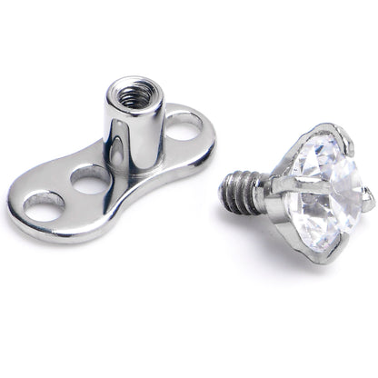 14G 3mm CZ Top 3 Hole Dermal Implant Grade Titanium Anchor Base