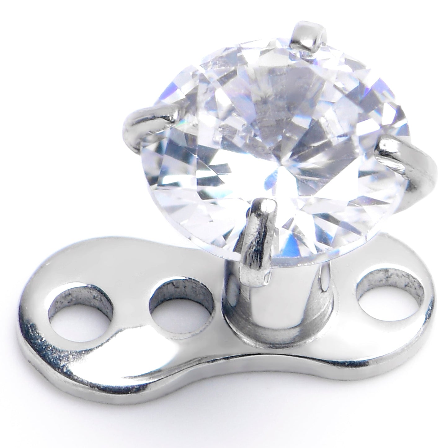 14G 4mm CZ Top 3 Hole Dermal Implant Grade Titanium Anchor Base