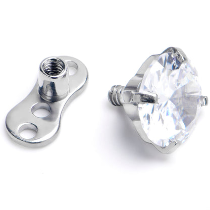14G 5mm CZ Top 3 Hole Dermal Implant Grade Titanium Anchor Base