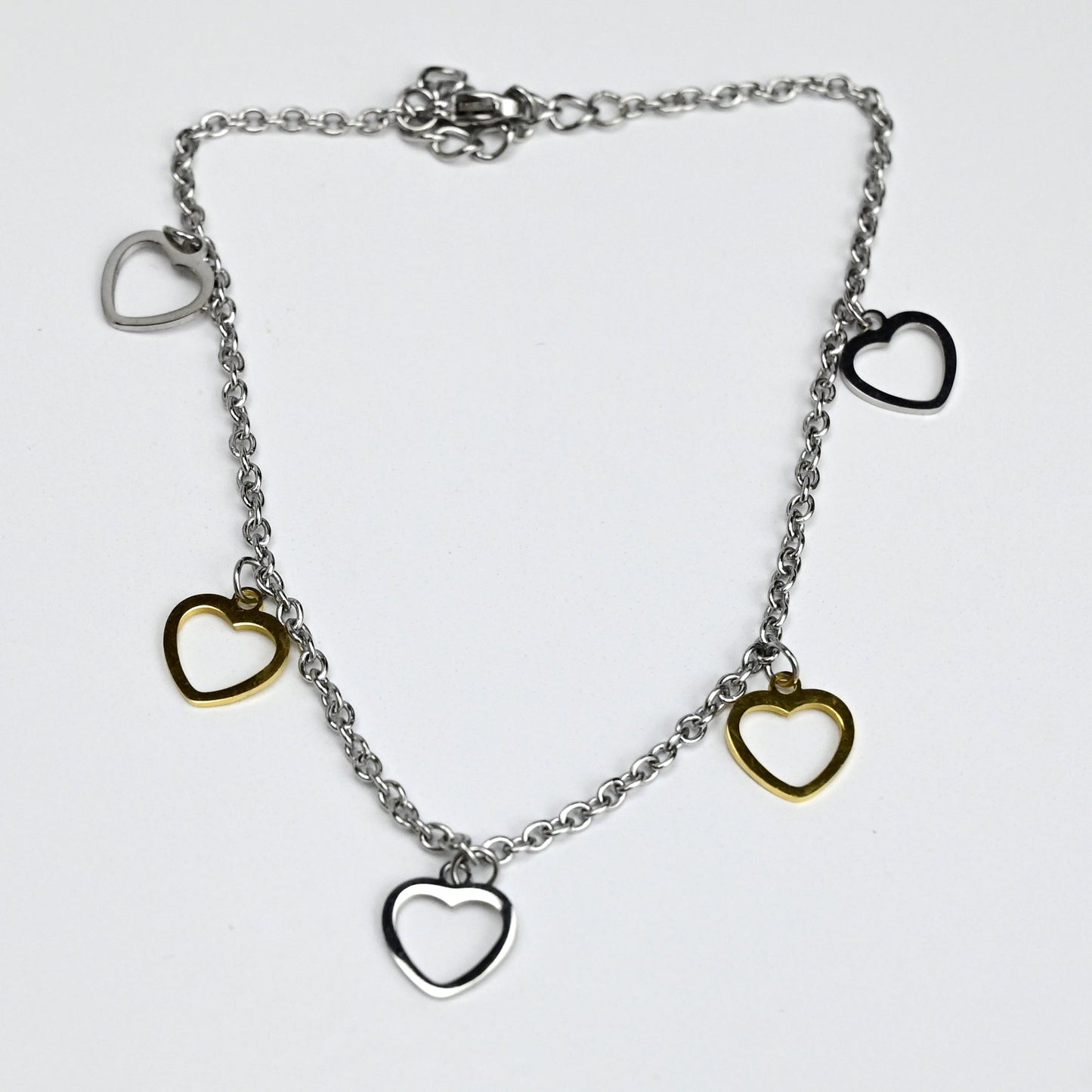 Open Heart Dangle Stainless Steel Ankle Bracelet