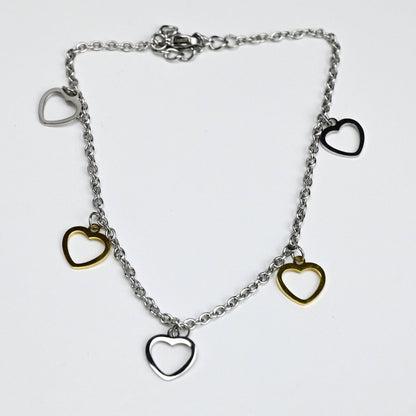 Open Heart Dangle Stainless Steel Ankle Bracelet