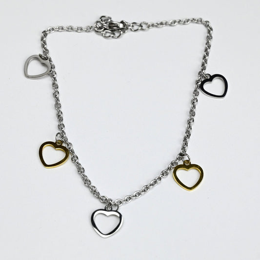 Open Heart Dangle Stainless Steel Ankle Bracelet