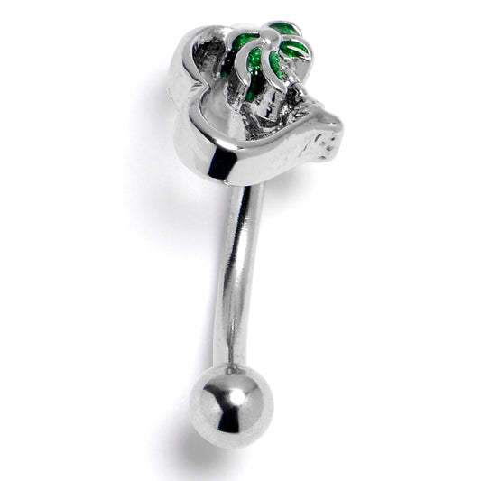 16G 5/16 Palm Tree Love Heart Curved Eyebrow Ring