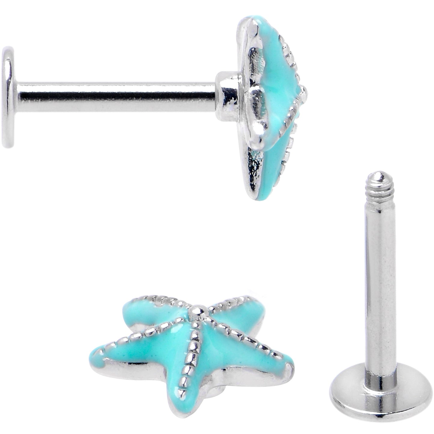 16G Blue Gem Nautical Labret Segment Ring Ear Curation Set of 5