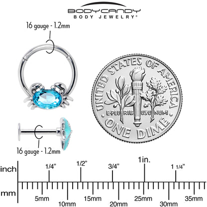 16G Blue Gem Nautical Labret Segment Ring Ear Curation Set of 5