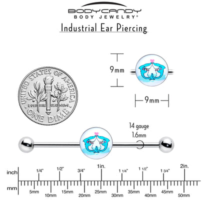 14G Loving Blue Whales Industrial Barbell 38mm