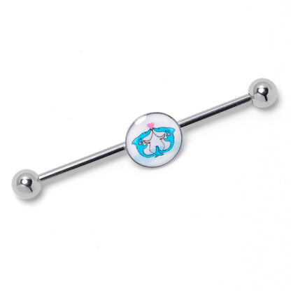 14G Loving Blue Whales Industrial Barbell 38mm