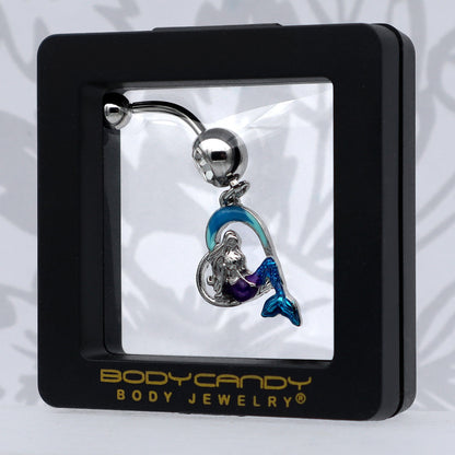 Clear Gem Mermaid Love Blue Dangle Belly Ring