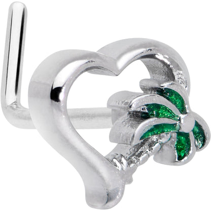 20G 1/4 Palm Tree Love Heart L Shape Nose Ring