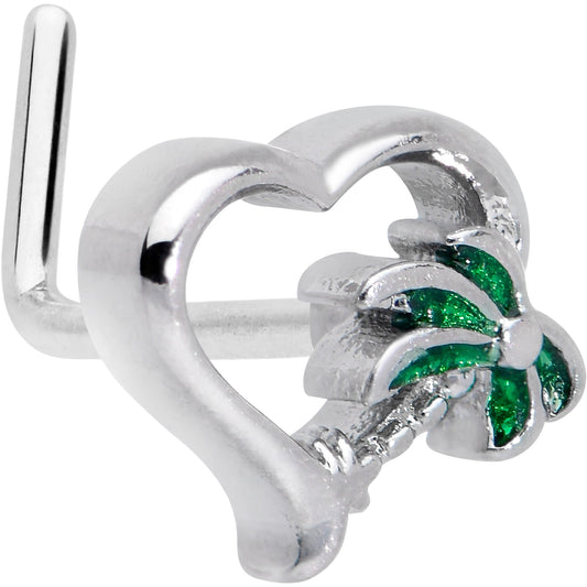 20G 1/4 Palm Tree Love Heart L Shape Nose Ring