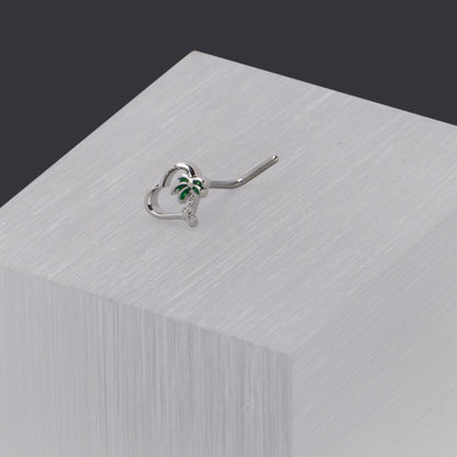 20G 1/4 Palm Tree Love Heart L Shape Nose Ring