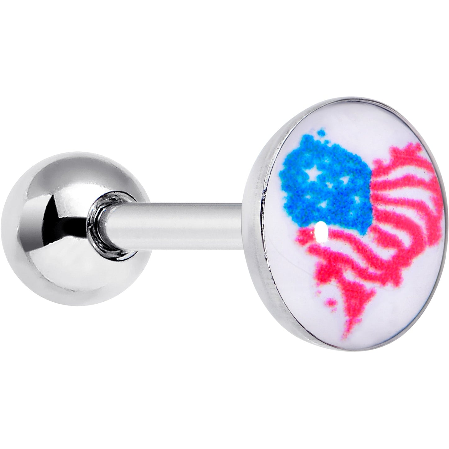 16G 1/4 Heart Flag Patriotic Cartilage Tragus Earring