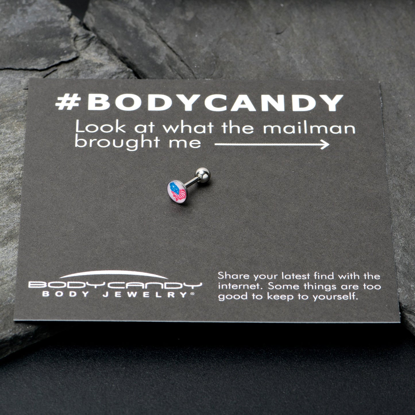 16G 1/4 Heart Flag Patriotic Cartilage Tragus Earring