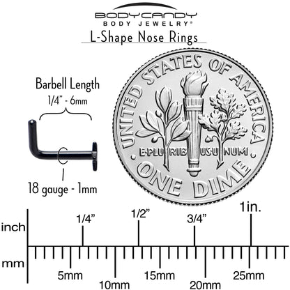 18G 1/4 Black ASTM F-136 Implant Grade Titanium Star End L Shape Nose Ring