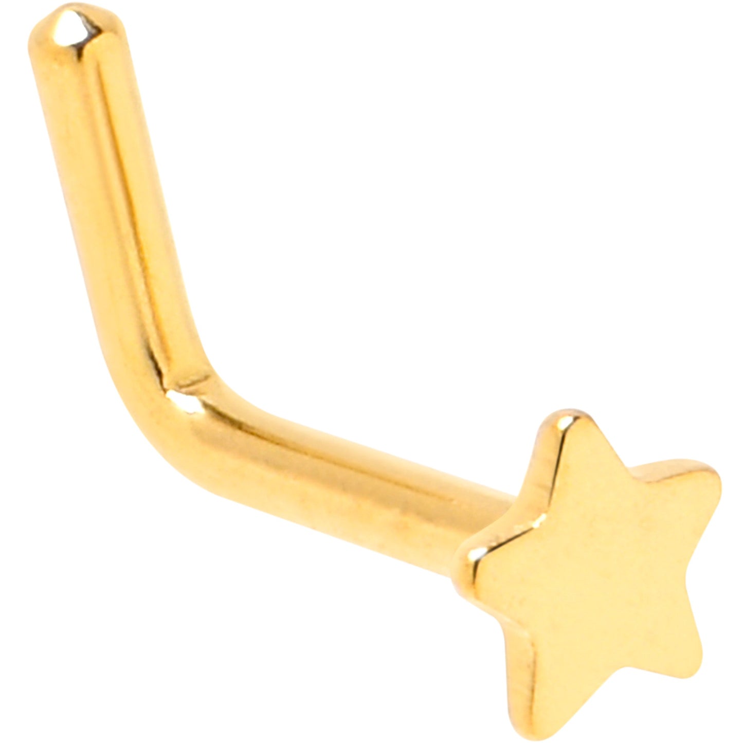 18G 1/4 Gold Tone ASTM F-136 Implant Grade Titanium Star End L Shape Nose Ring