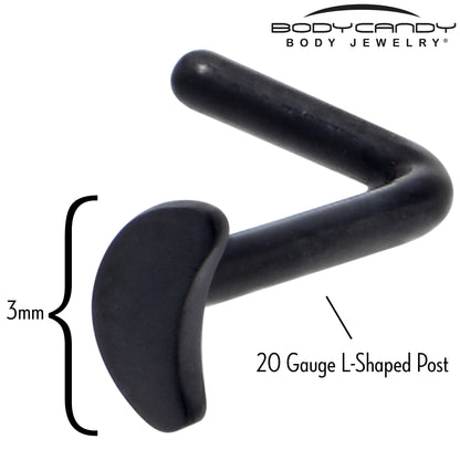 20G 1/4 Black ASTM F-136 Implant Grade Titanium Moon End L Shape Nose Ring