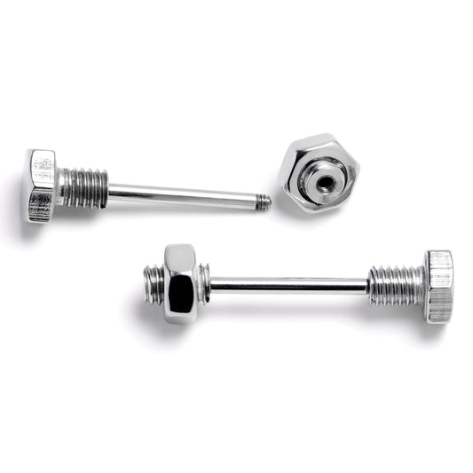 14G 9/16 Bolts Nuts And Bolts Barbell Nipple Ring Set