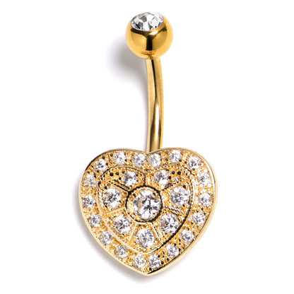 Clear Gem Gold Tone Ultra Luxe Heart Belly Ring