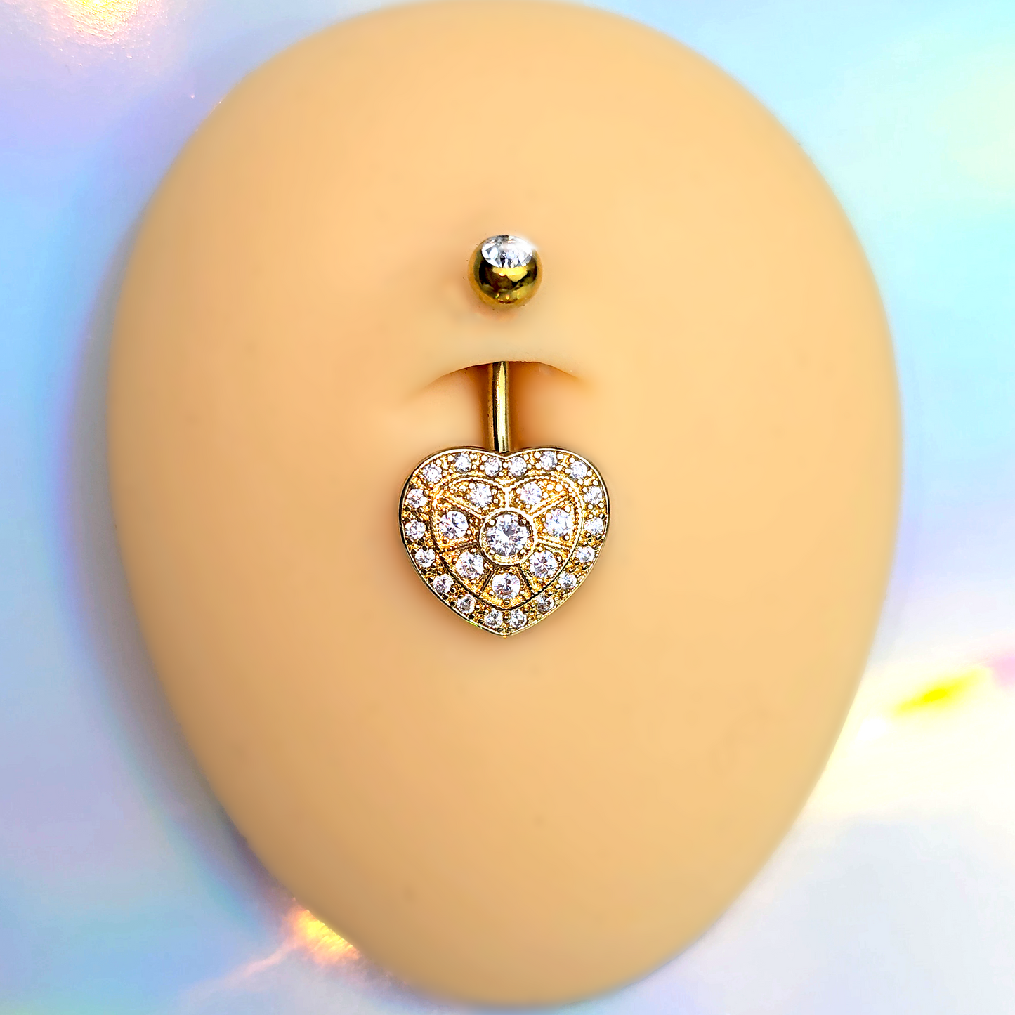 Clear Gem Gold Tone Ultra Luxe Heart Belly Ring
