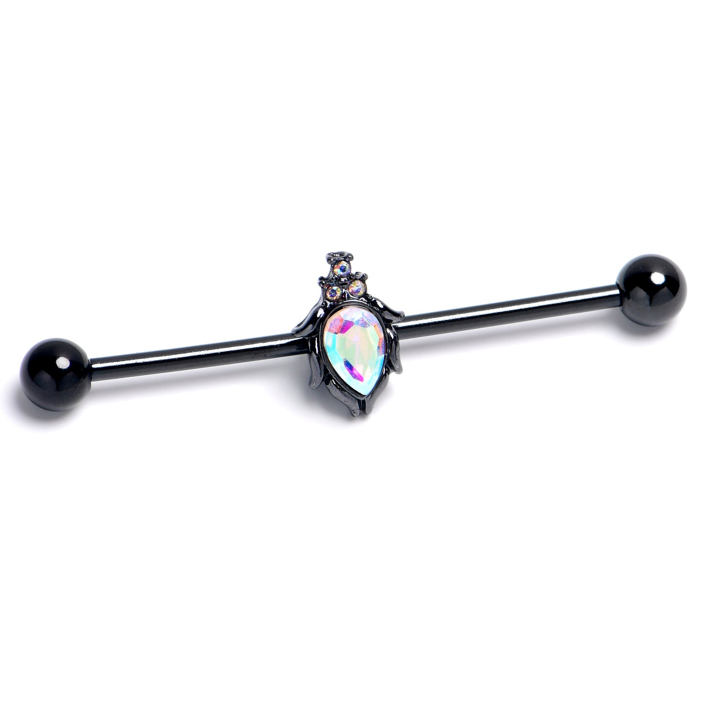 14G Aurora Gem Black Dream Drop Industrial Barbell 38mm