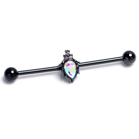 14G Aurora Gem Black Dream Drop Industrial Barbell 38mm