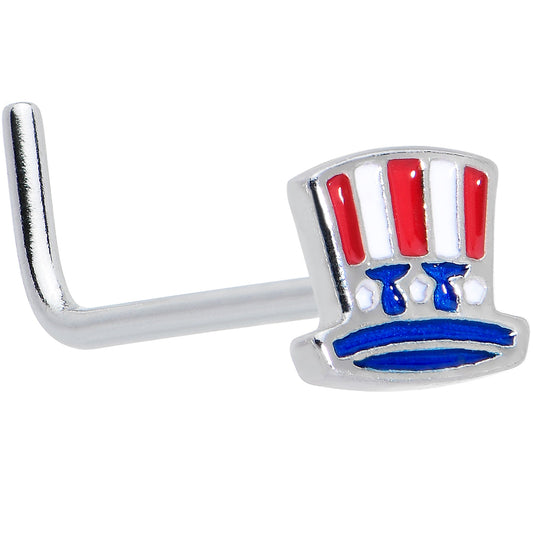 20G 7mm Patriotic Uncle Sam Top Hat L Shape Nose Ring
