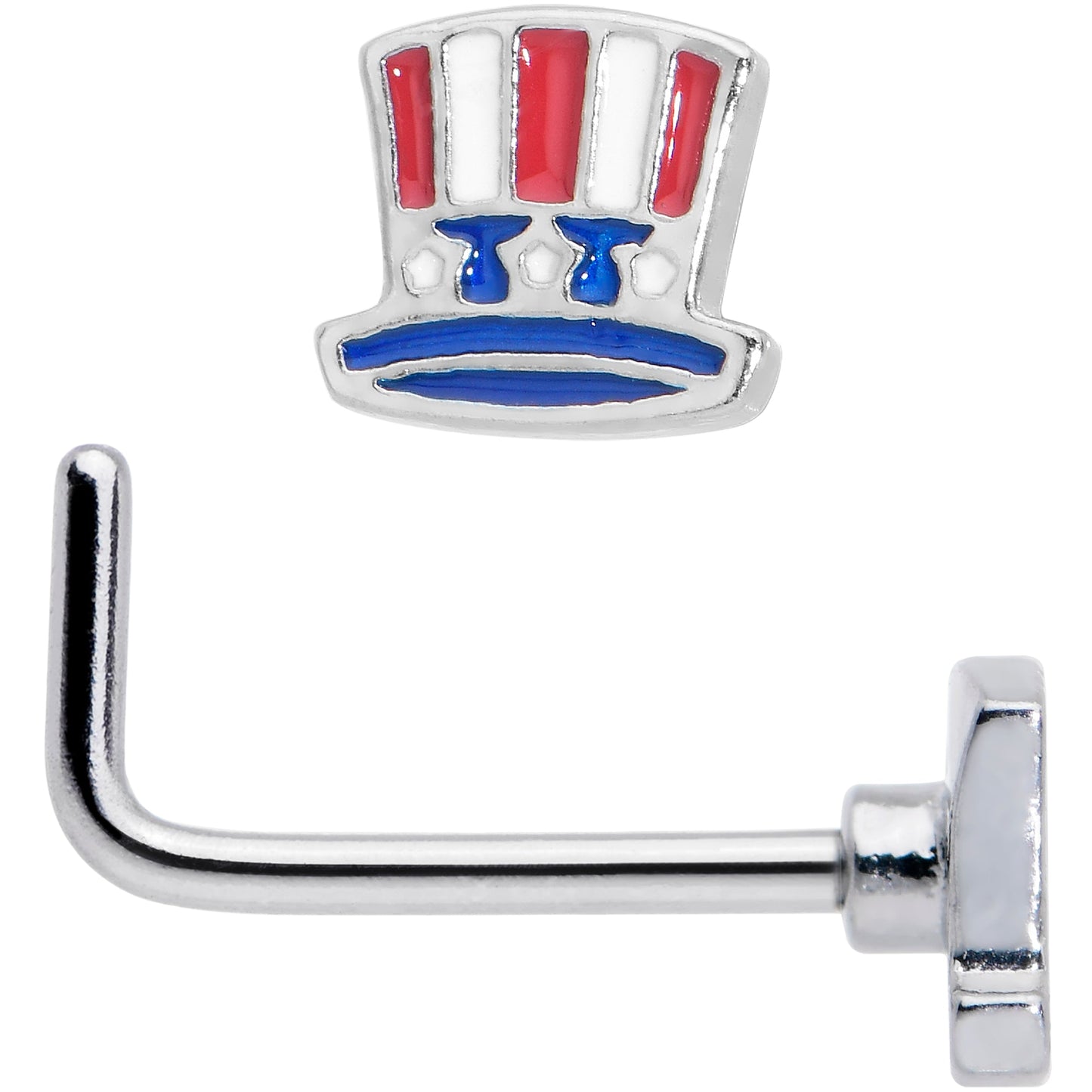 20G 7mm Patriotic Uncle Sam Top Hat L Shape Nose Ring