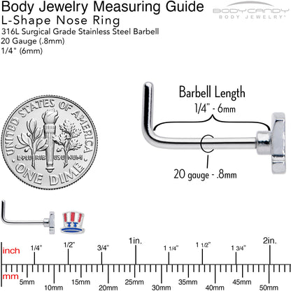 20G 7mm Patriotic Uncle Sam Top Hat L Shape Nose Ring