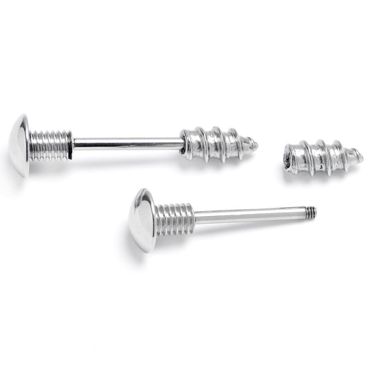 14G 9/16 Optical Illusion Screw Barbell Nipple Ring Set