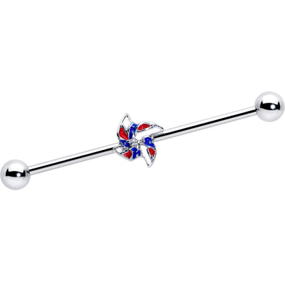 14G Patriotic Pinwheel Industrial Barbell 38mm