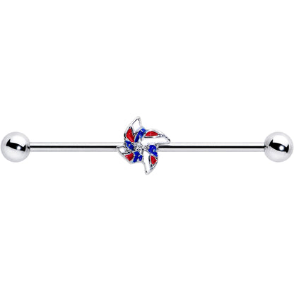 14G Patriotic Pinwheel Industrial Barbell 38mm