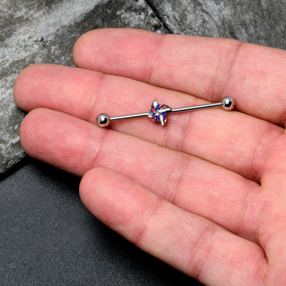 14G Patriotic Pinwheel Industrial Barbell 38mm
