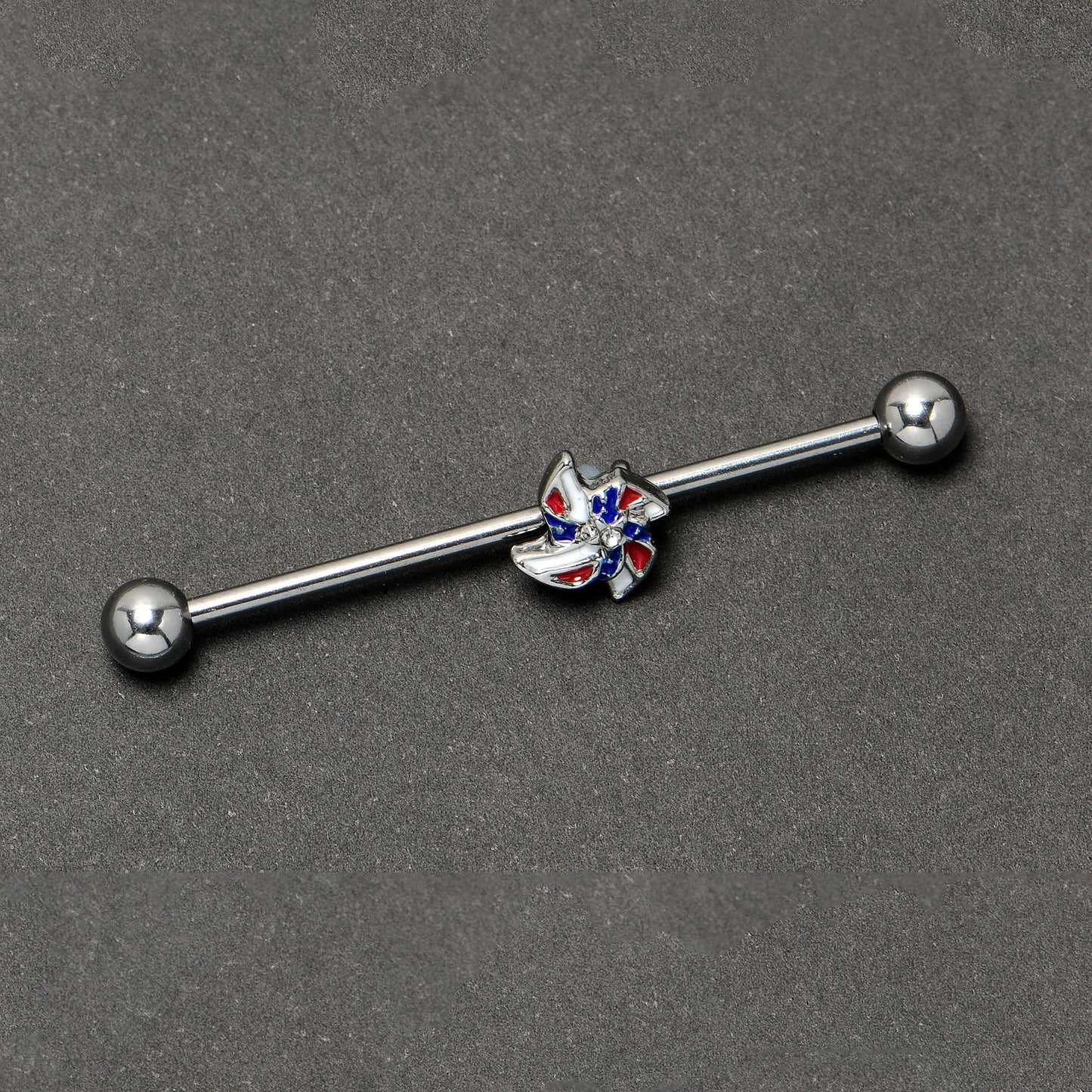 14G Patriotic Pinwheel Industrial Barbell 38mm