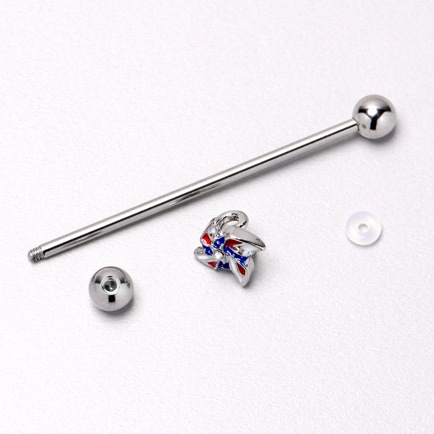 14G Patriotic Pinwheel Industrial Barbell 38mm