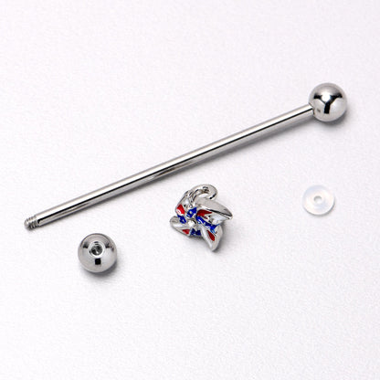 14G Patriotic Pinwheel Industrial Barbell 38mm