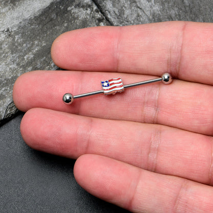 14G Patriotic Flag Industrial Barbell 38mm