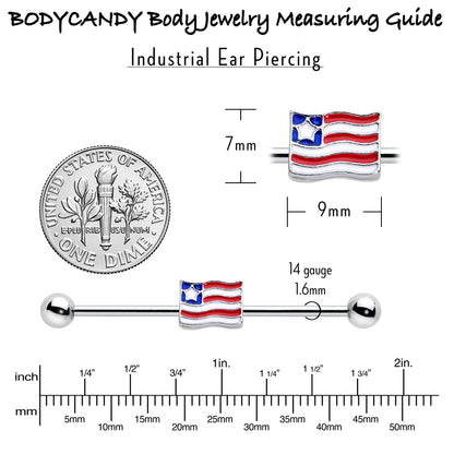 14G Patriotic Flag Industrial Barbell 38mm