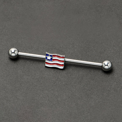 14G Patriotic Flag Industrial Barbell 38mm