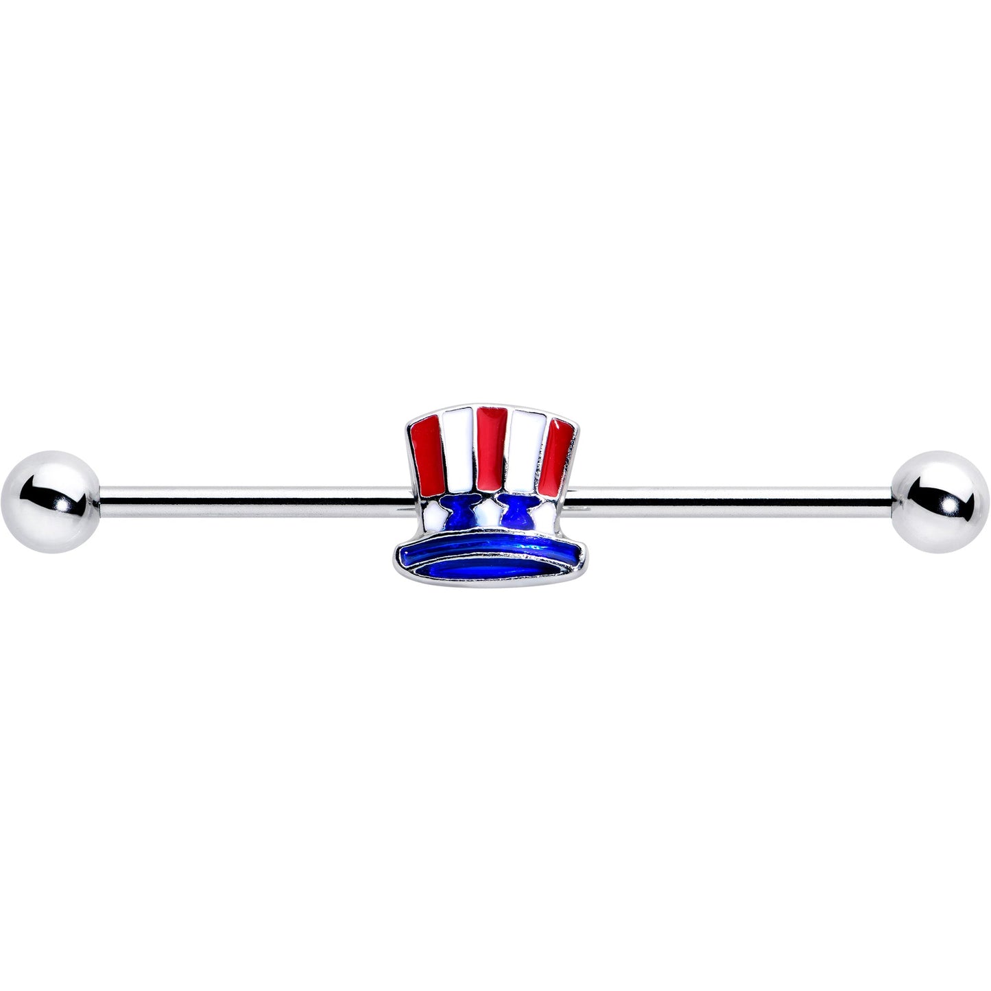 14G Patriotic Uncle Sam Top Hat Industrial Barbell 38mm