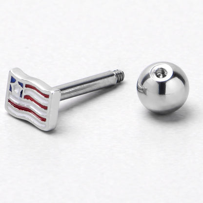 16G 1/4 Patriotic Flag Cartilage Tragus Earring