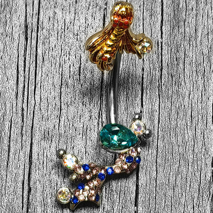 Aurora Gem Abstract Mermaid Double Mount Belly Ring