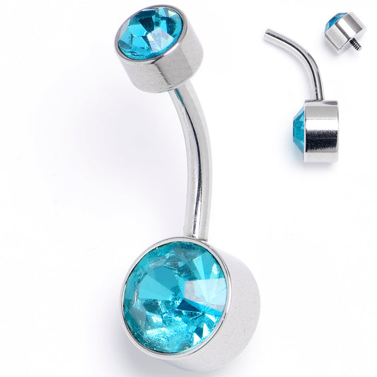 Blue Gem Internally Threaded Simple Belly Ring
